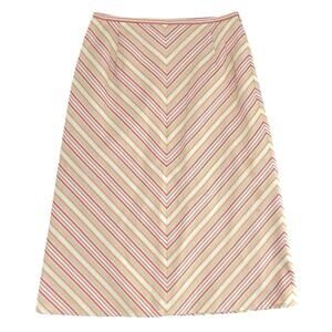 ICB Japanese Skirt Chevron Striped Neutral Salmon Pink Corporate Office Size 2